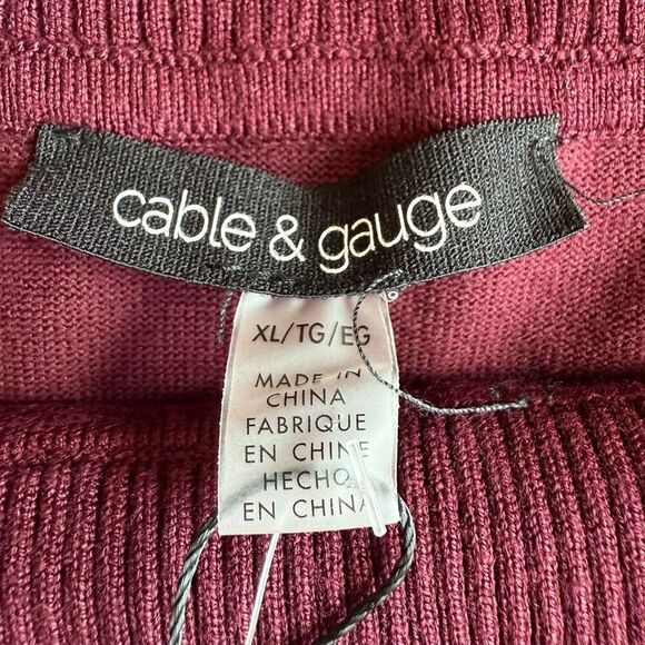 NWT Cable & Gauge Burgundy Off The Shoulder Strappy Sweater - Picture 9 of 16